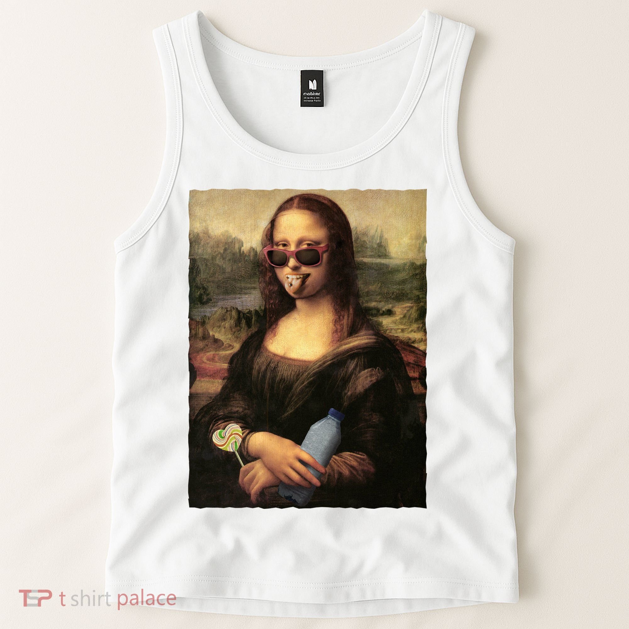 Modern Mona Lisa Tongue Ring Tank Top