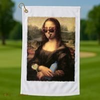 Modern Mona Lisa Tongue Ring Golf Towel thumb 1