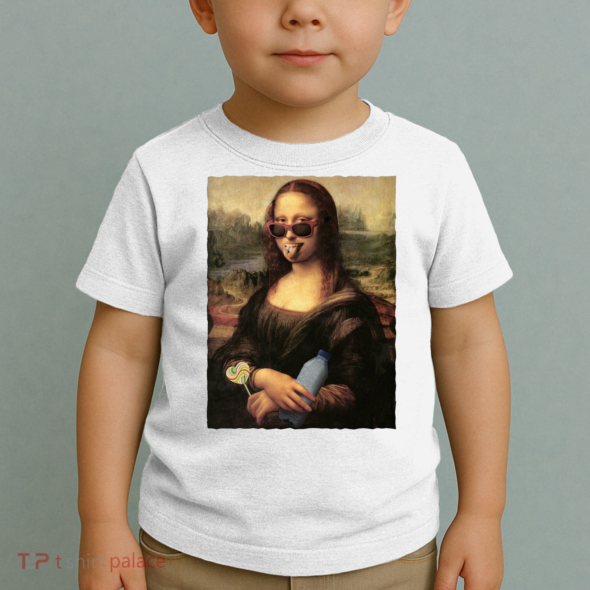 Modern Mona Lisa Tongue Ring Toddler T-Shirt