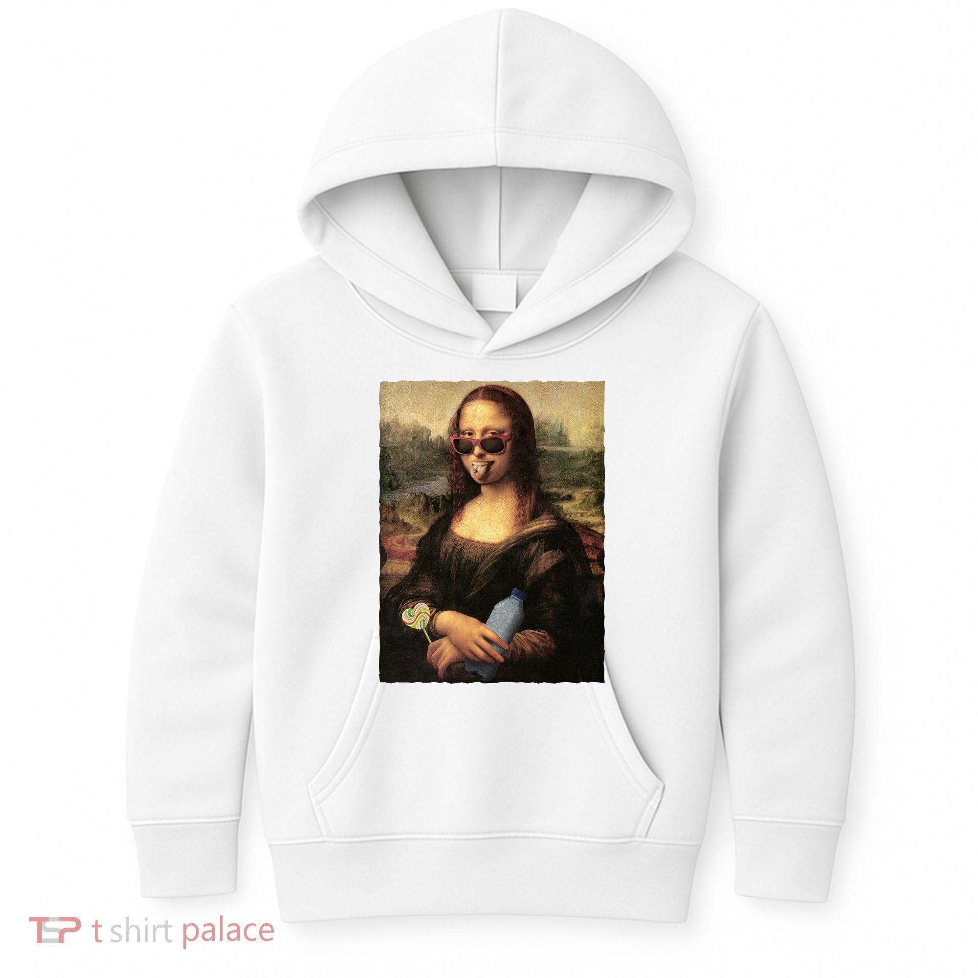 Modern Mona Lisa Tongue Ring Kids Hoodie
