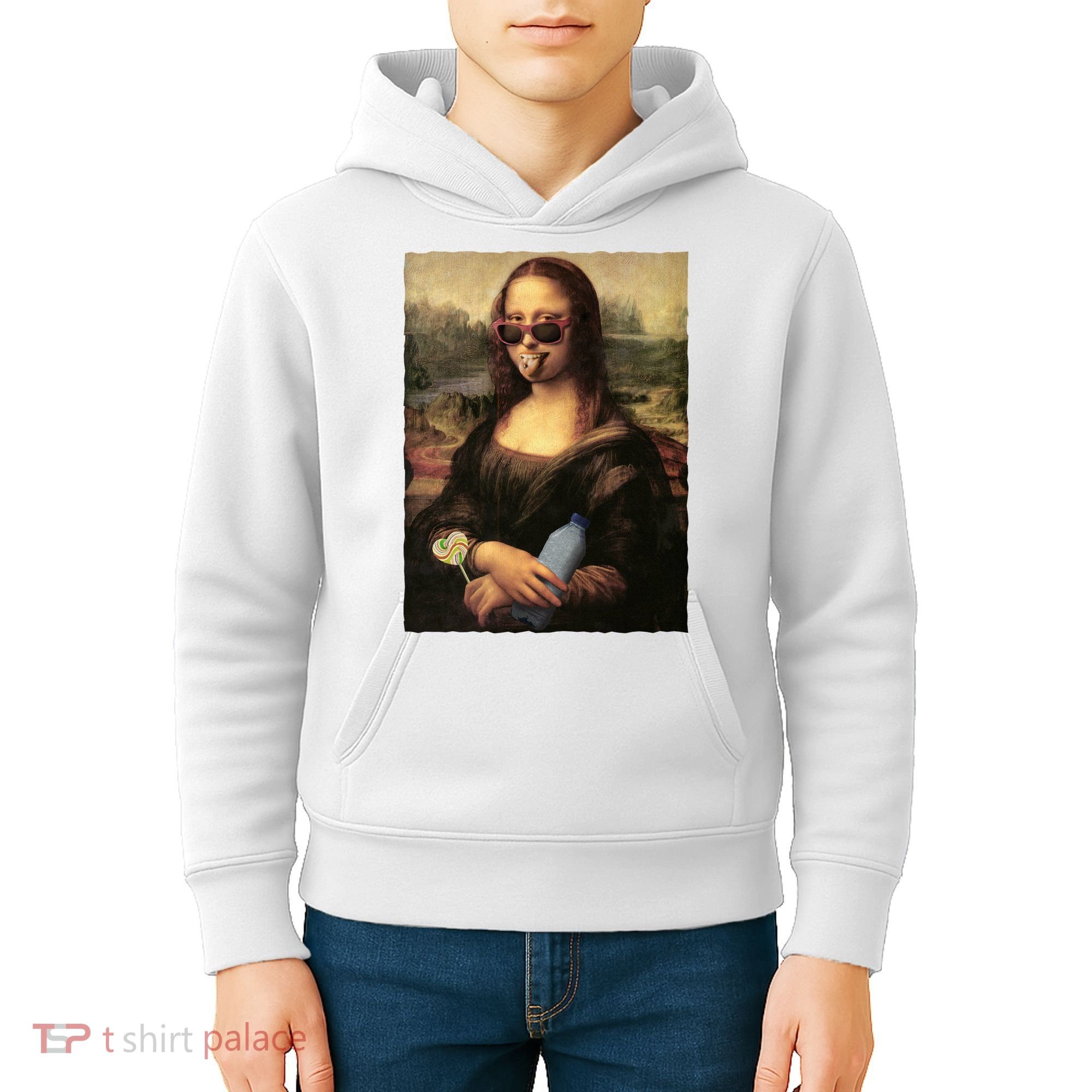 Modern Mona Lisa Tongue Ring Kids Hoodie