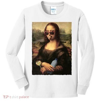 Modern Mona Lisa Tongue Ring Kids Long Sleeve Shirt