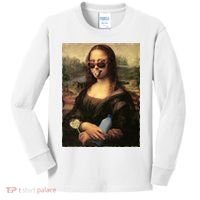 Modern Mona Lisa Tongue Ring Kids Long Sleeve Shirt thumb 0