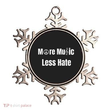 More Music Less Hate With Peace Sign And Treble Clef Symbols Ornament