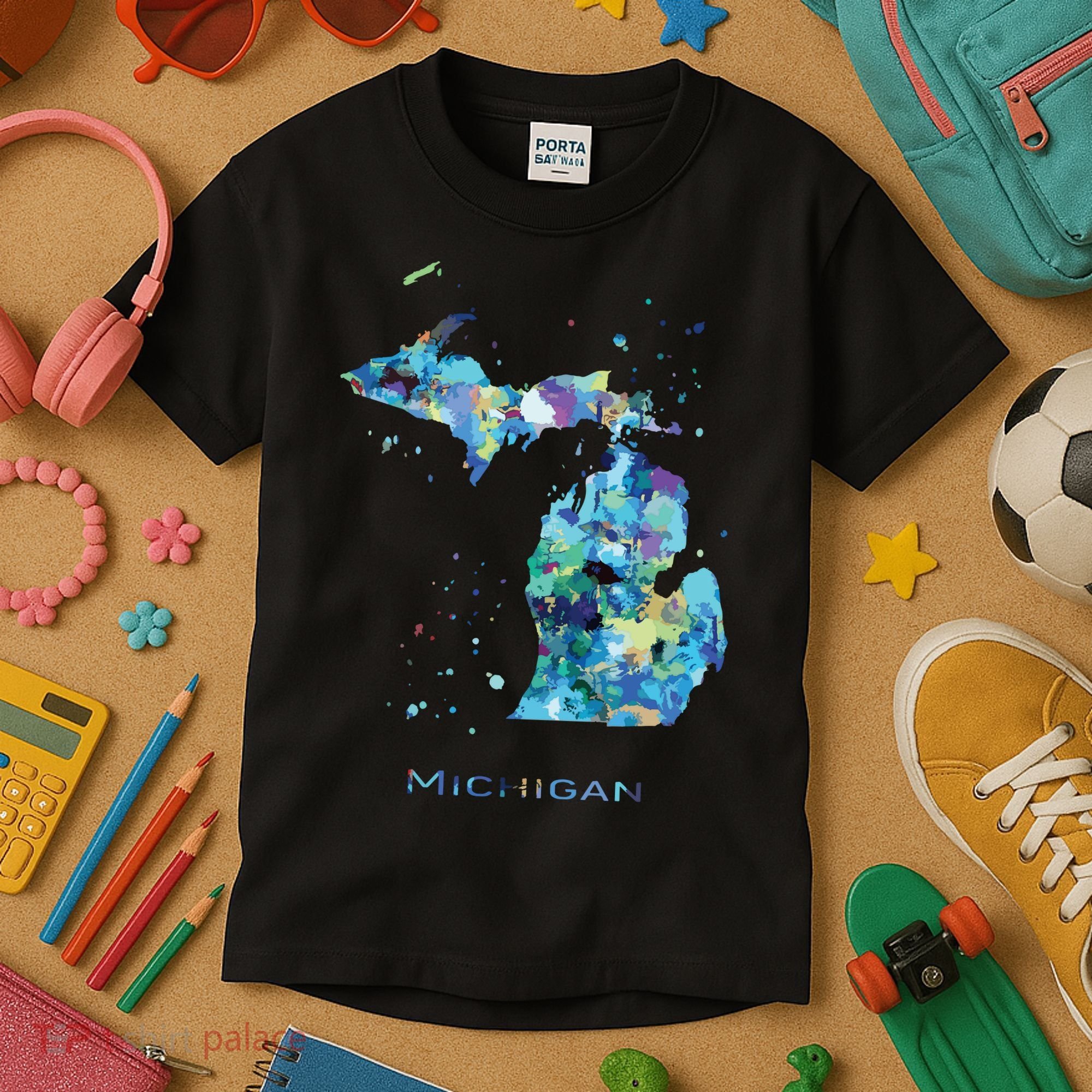 Michigan Map Kids T-Shirt