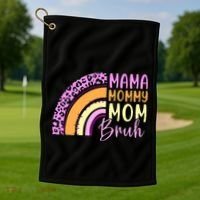 Mama Mommy Mom Bruh Cute Rainbow Golf Towel thumb 1