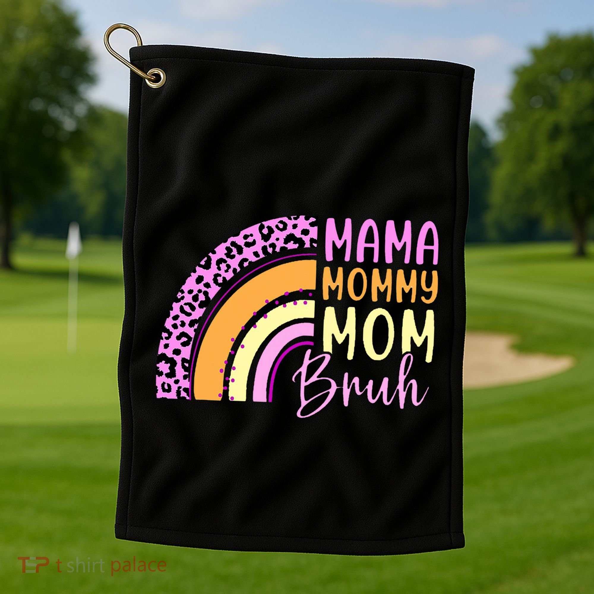 Mama Mommy Mom Bruh Cute Rainbow Golf Towel