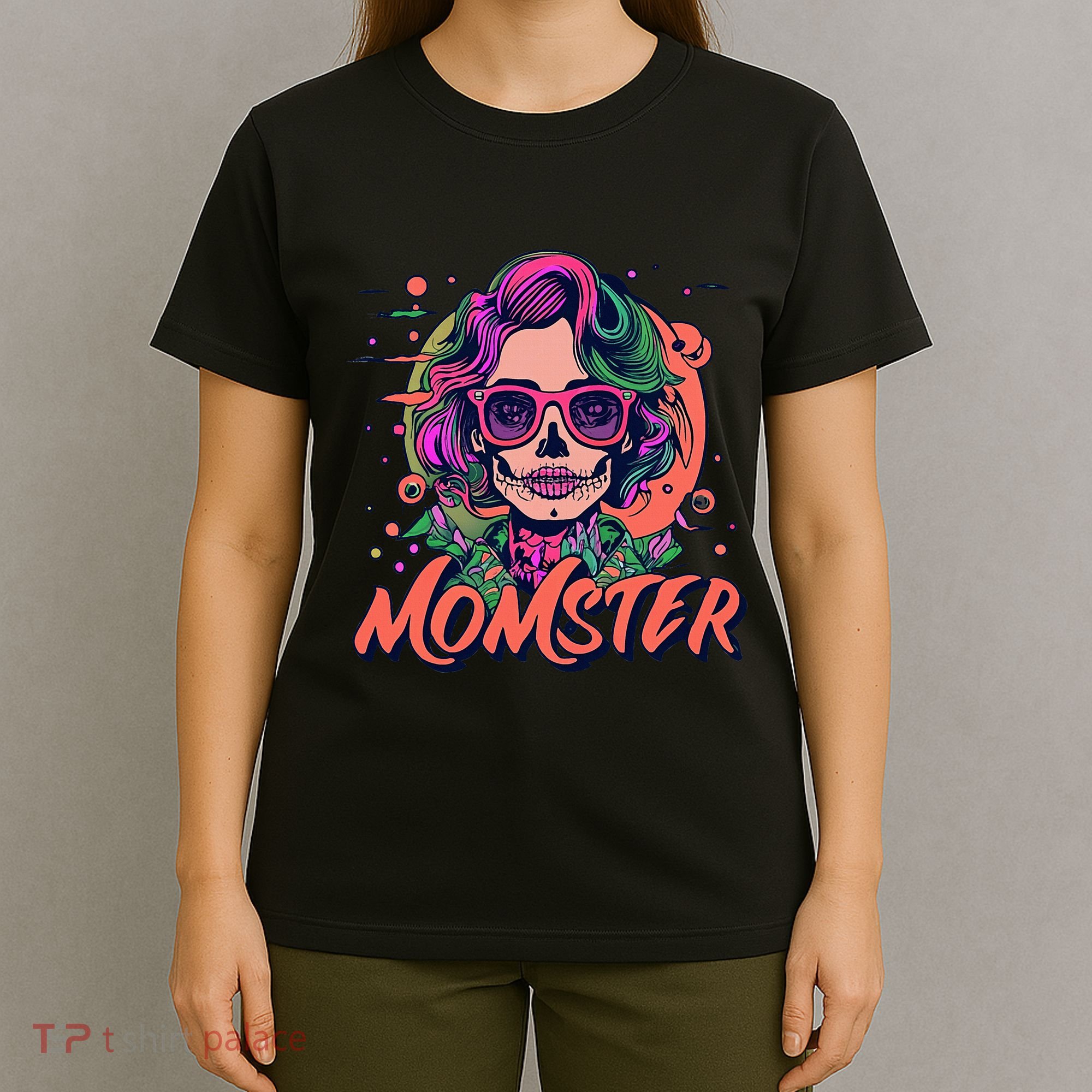 Momster Monster Mom Halloween Skeleton Spooky Mom Mama T-Shirt