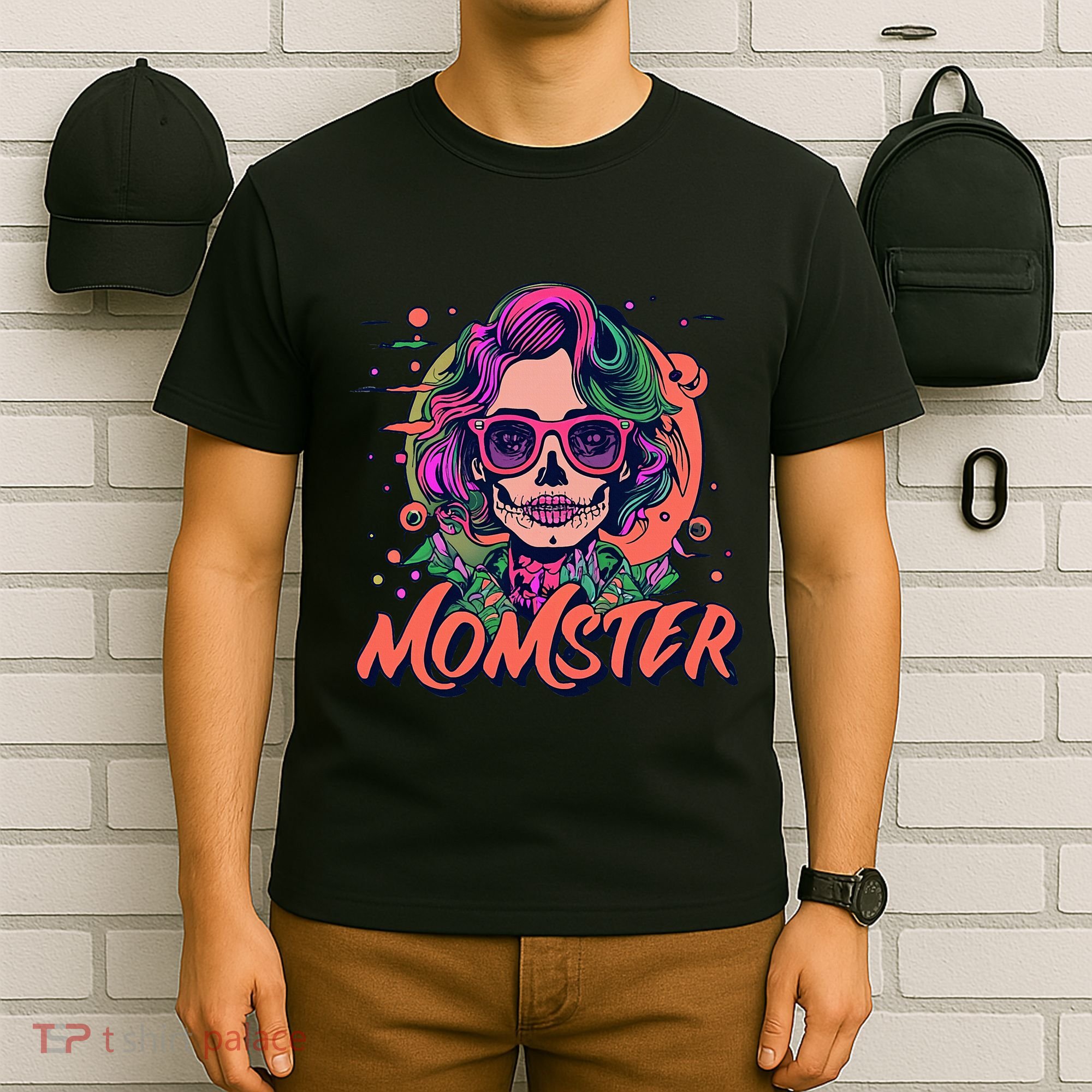 Momster Monster Mom Halloween Skeleton Spooky Mom Mama T-Shirt