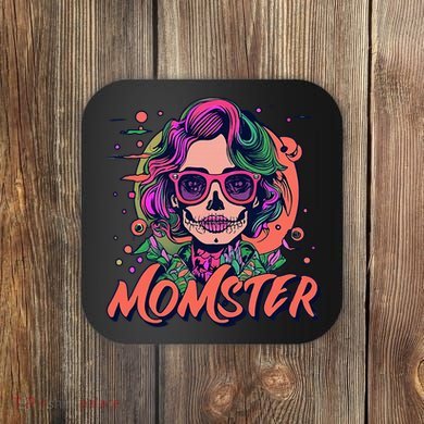Momster Monster Mom Halloween Skeleton Spooky Mom Mama Coaster