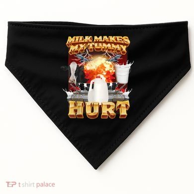 Milk Makes My Tummy Hurt Funny Meme USA-Made Doggie Bandana