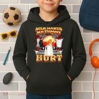Milk Makes My Tummy Hurt Funny Meme Kids Hoodie thumb 2