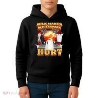 Milk Makes My Tummy Hurt Funny Meme Kids Hoodie thumb 4