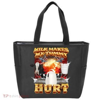 Milk Makes My Tummy Hurt Funny Meme Tote Bag