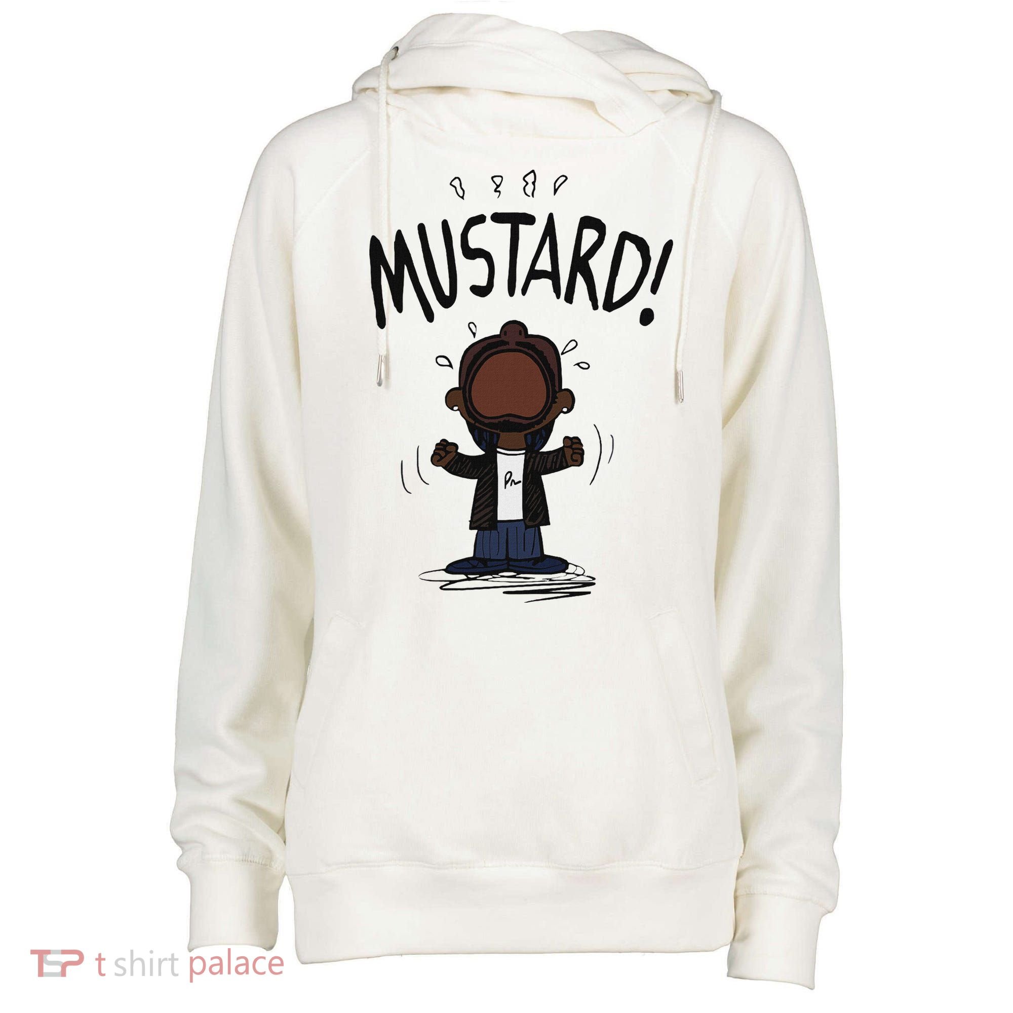 Mustard Meme Womens Funnel Neck Pullover Hood
