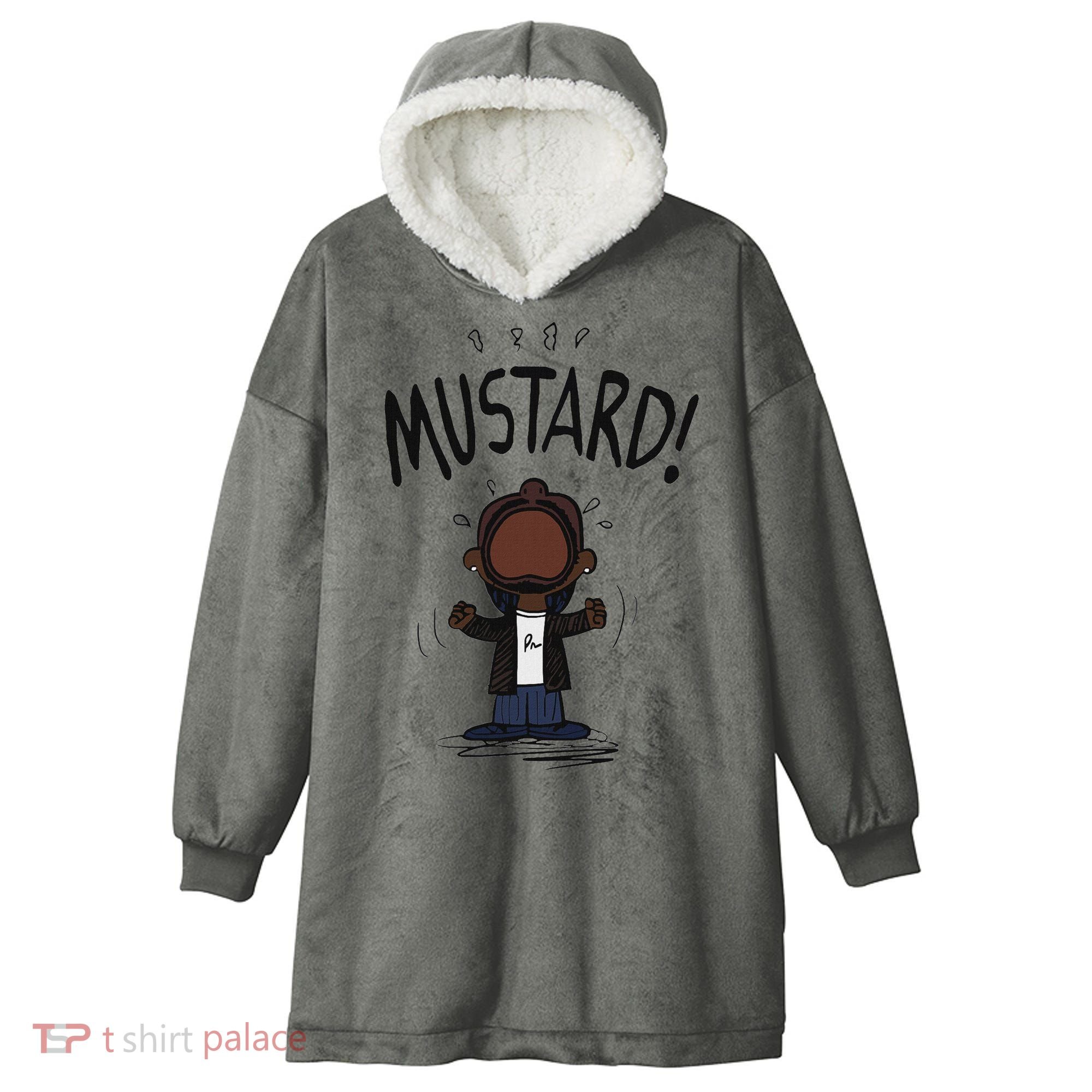 Mustard Meme Hooded Wearable Blanket