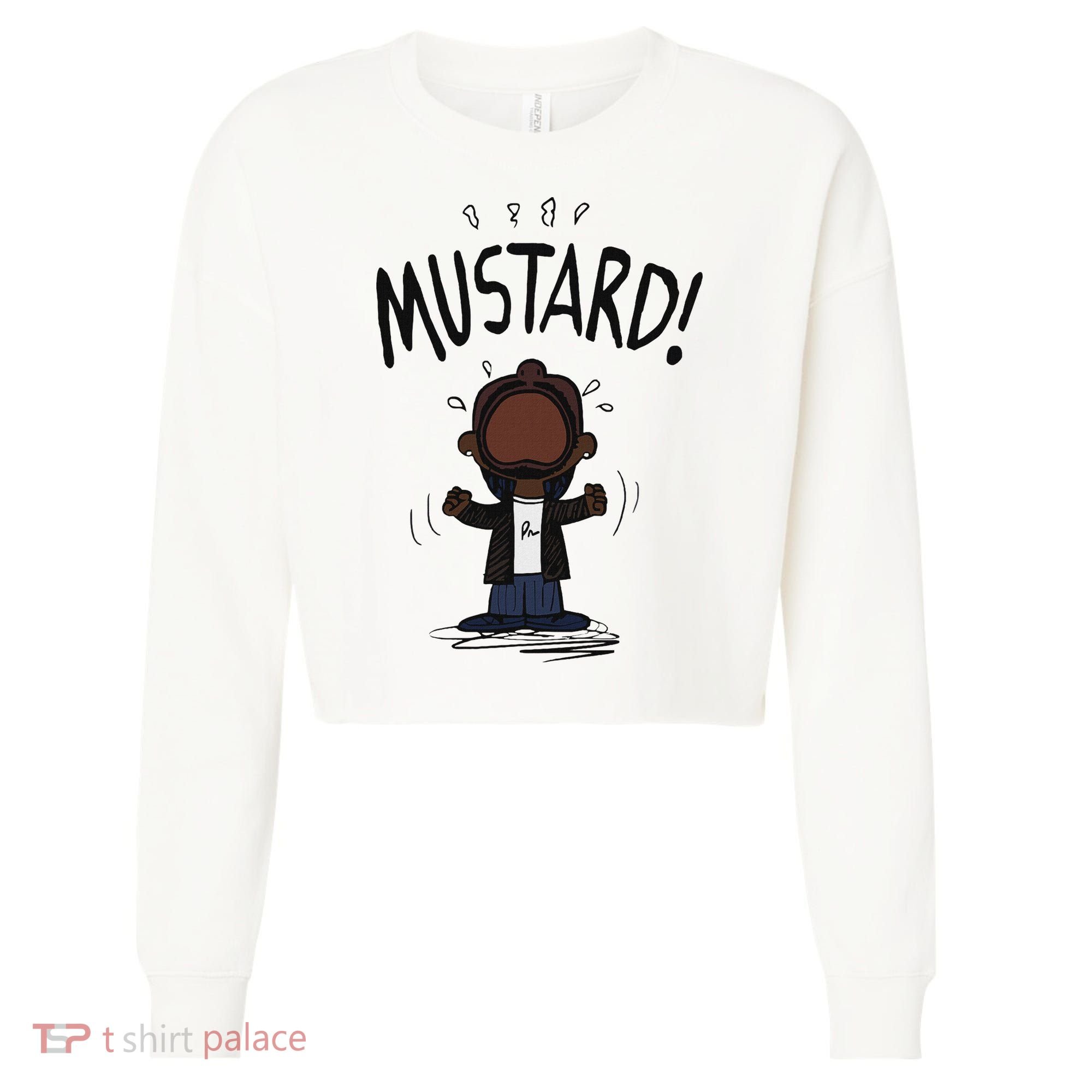 Mustard Meme Cropped Pullover Crew