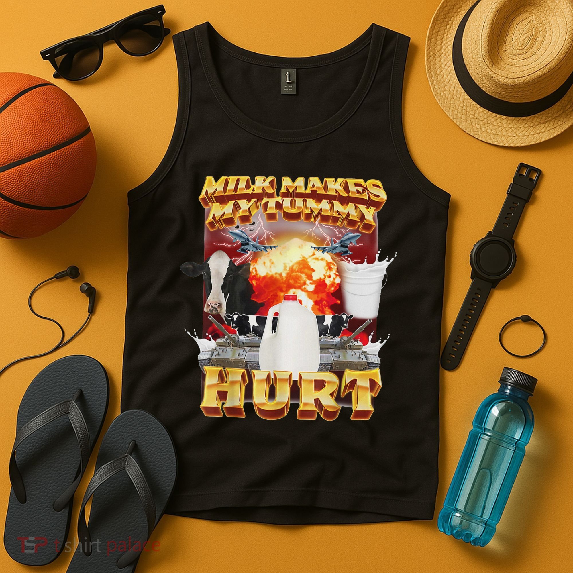 Milk Makes My Tummy Hurt Funny Oddly Specific Dank Meme Tank Top