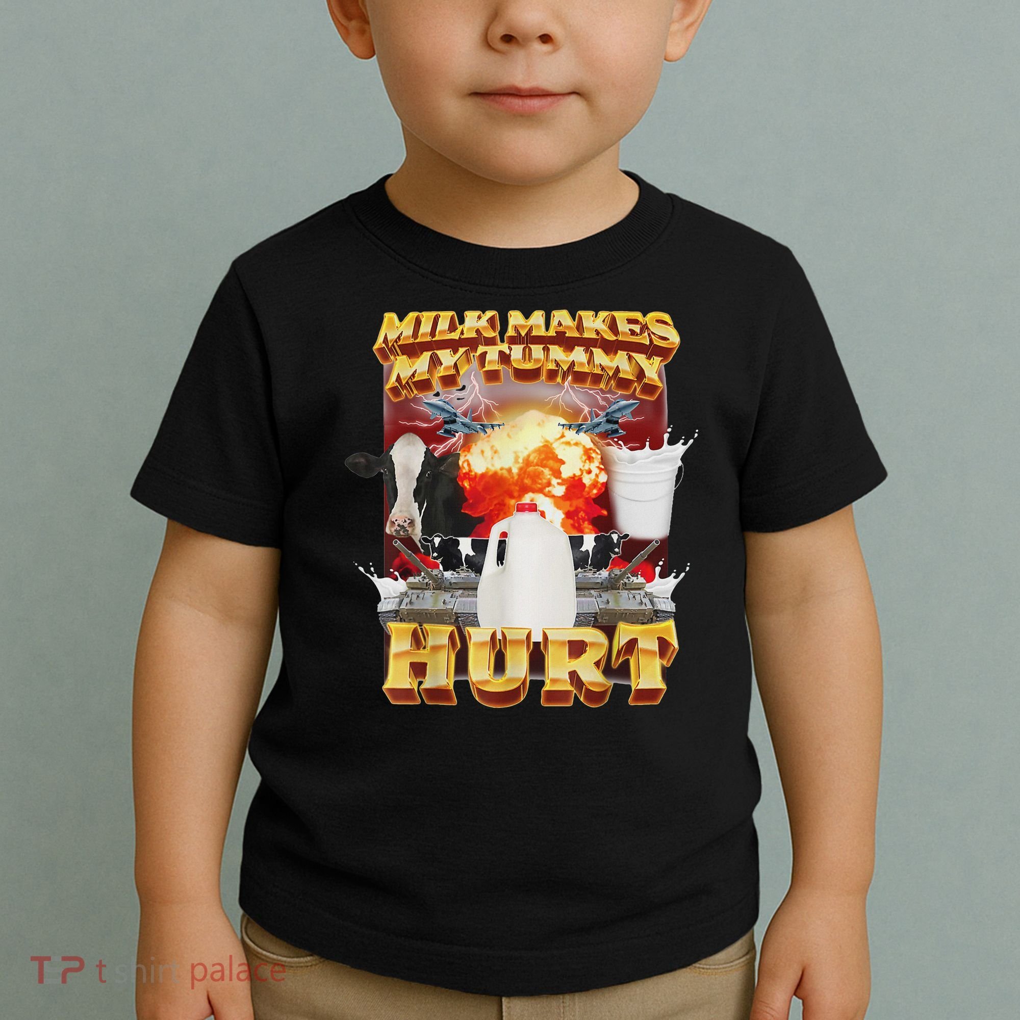 Milk Makes My Tummy Hurt Funny Oddly Specific Dank Meme Toddler T-Shirt
