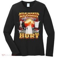 Milk Makes My Tummy Hurt Funny Oddly Specific Dank Meme Women's Long Sleeve Shirt thumb 0
