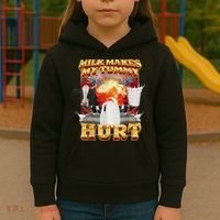 Milk Makes My Tummy Hurt Funny Oddly Specific Dank Meme Kids Hoodie thumb 3