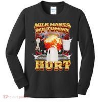 Milk Makes My Tummy Hurt Funny Oddly Specific Dank Meme Kids Long Sleeve Shirt thumb 0
