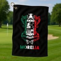 Morelia Michoacan Mexico Escudo Y Lema Arte Emblem Merch Golf Towel thumb 1
