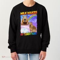 Milk Makes My Tummy Hurt Capybara Meme Culture Women's Sweatshirt thumb 0