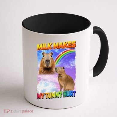 Milk Makes My Tummy Hurt Capybara Meme Culture Coffee Mug back