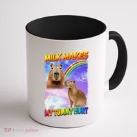Milk Makes My Tummy Hurt Capybara Meme Culture Coffee Mug thumb 1