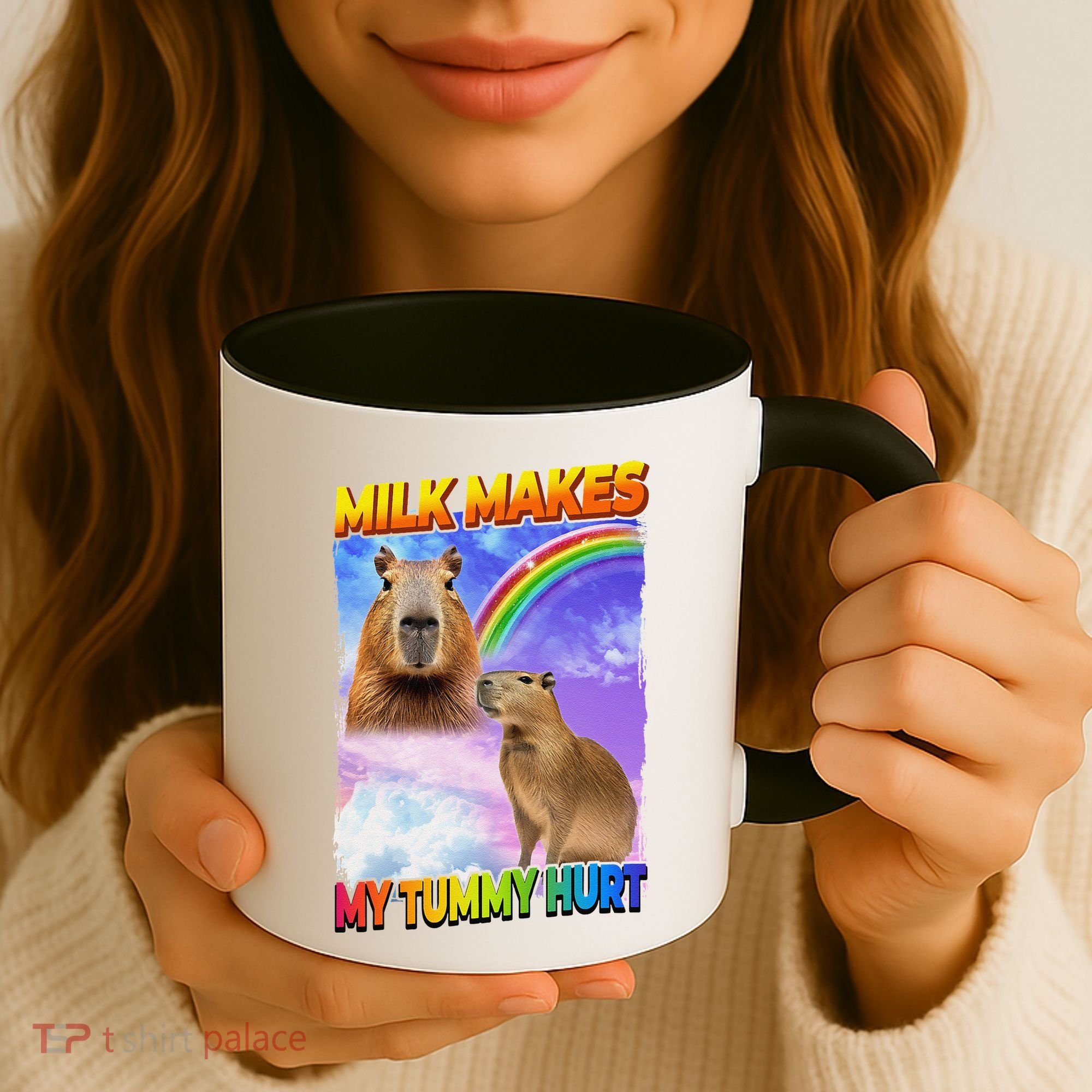 Milk Makes My Tummy Hurt Capybara Meme Culture Coffee Mug