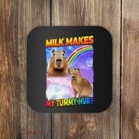 Milk Makes My Tummy Hurt Capybara Meme Culture Coaster thumb 0