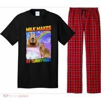 Milk Makes My Tummy Hurt Capybara Meme Culture Pajama Set thumb 0