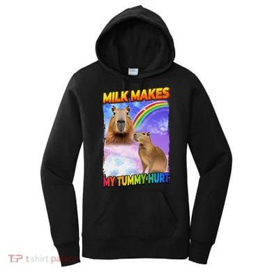 Milk Makes My Tummy Hurt Capybara Meme Culture Women's Hoodie