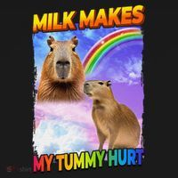 Milk Makes My Tummy Hurt Capybara Meme Culture Women's Hoodie thumb 2