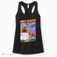 Milk Makes My Tummy Hurt Capybara Meme Culture Women's Tank Top thumb 0