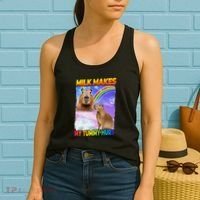 Milk Makes My Tummy Hurt Capybara Meme Culture Women's Tank Top thumb 2