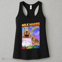 Milk Makes My Tummy Hurt Capybara Meme Culture Women's Tank Top thumb 3