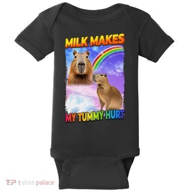 Milk Makes My Tummy Hurt Capybara Meme Culture Baby Bodysuit