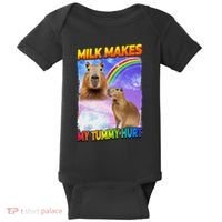 Milk Makes My Tummy Hurt Capybara Meme Culture Baby Bodysuit thumb 0