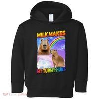 Milk Makes My Tummy Hurt Capybara Meme Culture Toddler Hoodie thumb 0