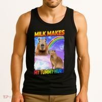 Milk Makes My Tummy Hurt Capybara Meme Culture Tank Top thumb 3