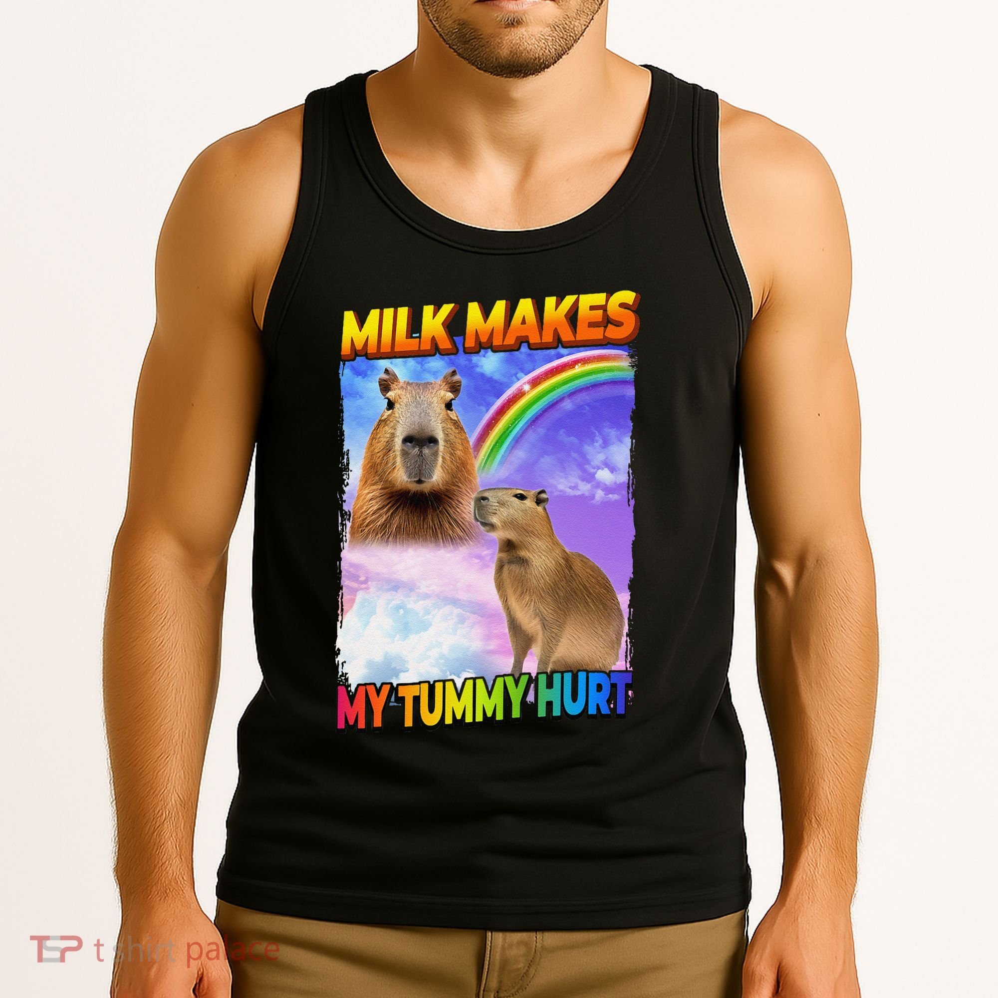 Milk Makes My Tummy Hurt Capybara Meme Culture Tank Top
