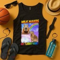 Milk Makes My Tummy Hurt Capybara Meme Culture Tank Top thumb 4