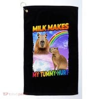 Milk Makes My Tummy Hurt Capybara Meme Culture Golf Towel thumb 0