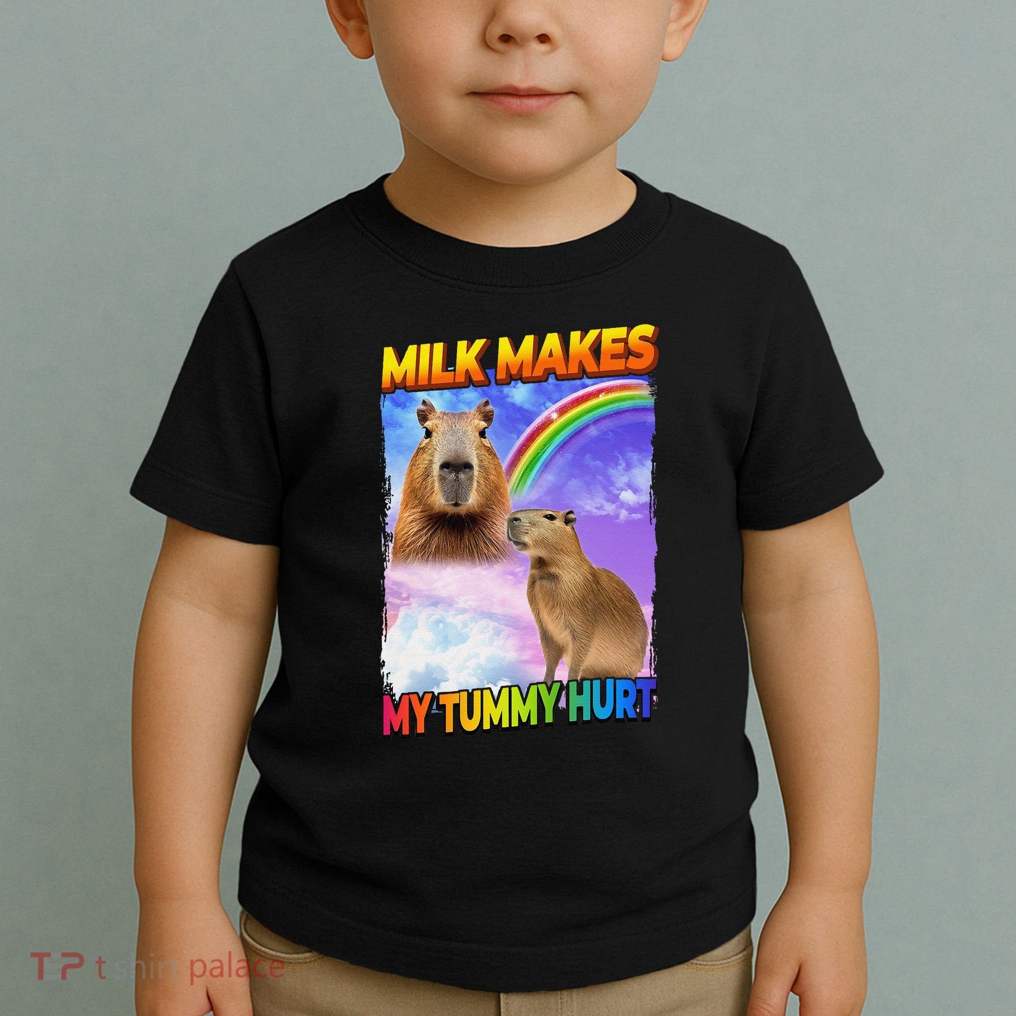 Milk Makes My Tummy Hurt Capybara Meme Culture Toddler T-Shirt