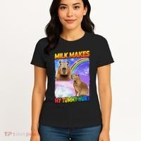 Milk Makes My Tummy Hurt Capybara Meme Culture Women's T-Shirt thumb 4