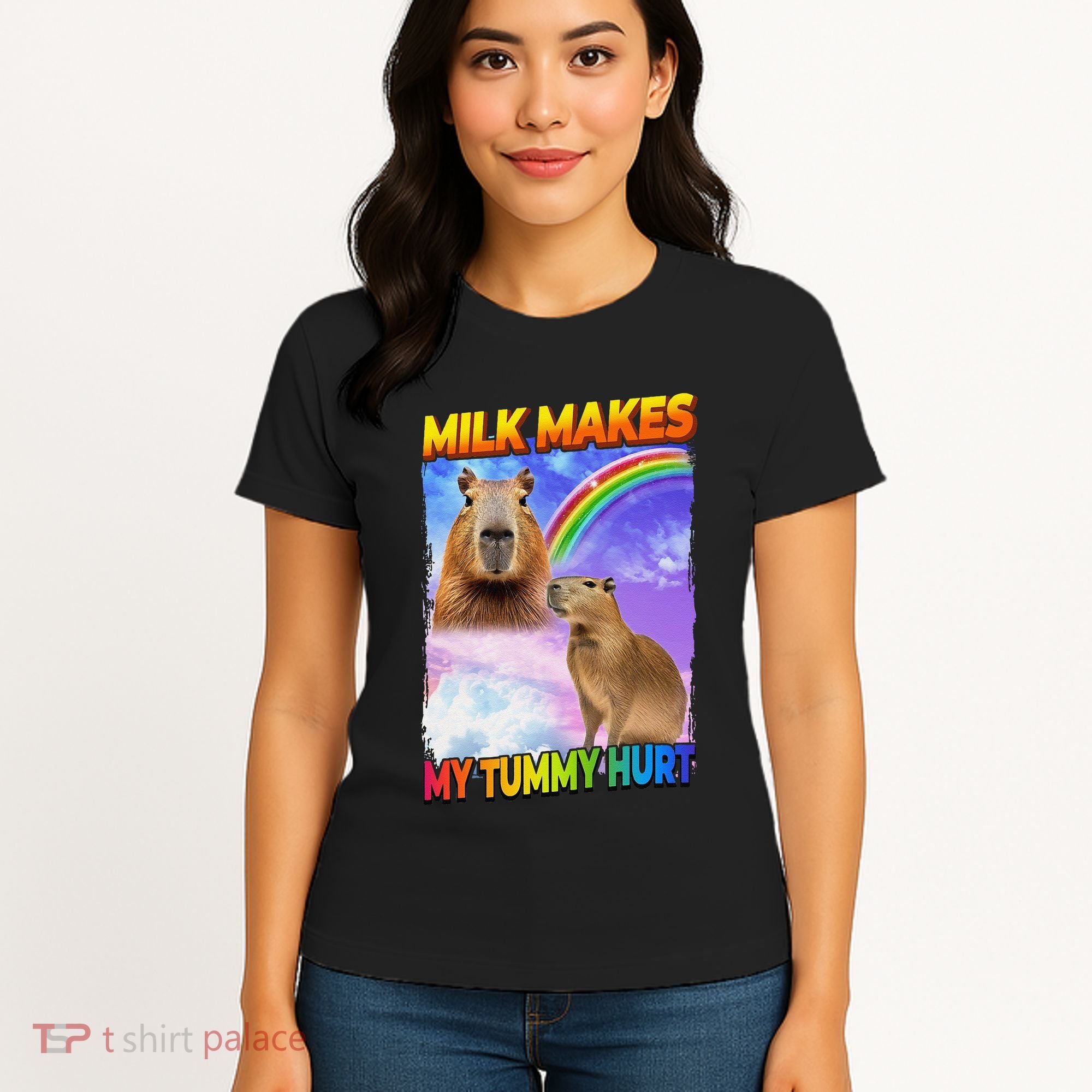 Milk Makes My Tummy Hurt Capybara Meme Culture Women's T-Shirt