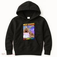 Milk Makes My Tummy Hurt Capybara Meme Culture Kids Hoodie thumb 0