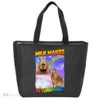 Milk Makes My Tummy Hurt Capybara Meme Culture Tote Bag thumb 0